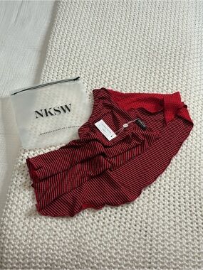 NAK Red and Black Striped Ruffle Hem Girls' Skirt